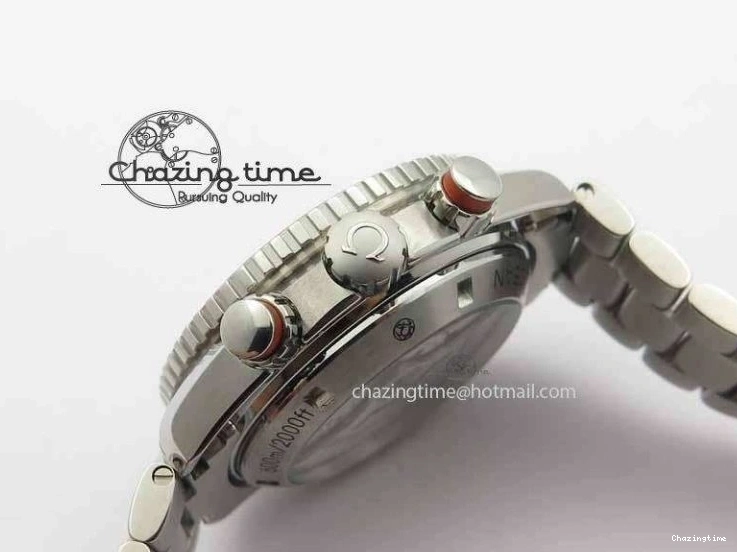 0517 Sophisticated Planet Ocean Master Chronometer Chrono SS OM 1:1 Best Edition Orange On SS Bracelet A 8156